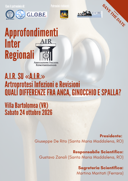 Approfondimenti Inter Regionali A.I.R.  A.I.R. SU «A.I.R.»   Artroprotesi Infezioni e Revisioni  QUALI DIFFERENZE FRA ANCA, GINOCCHIO E SPALLA? 