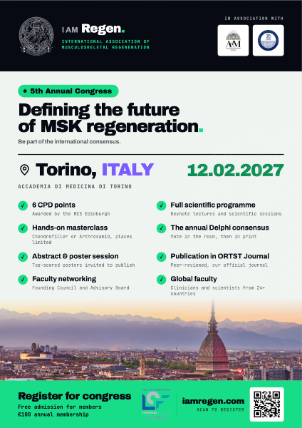 5th annual meeting I am regen - Defining the Future of Musculoskeletal Regeneration: From Scientific Discovery to the Standard of Care 